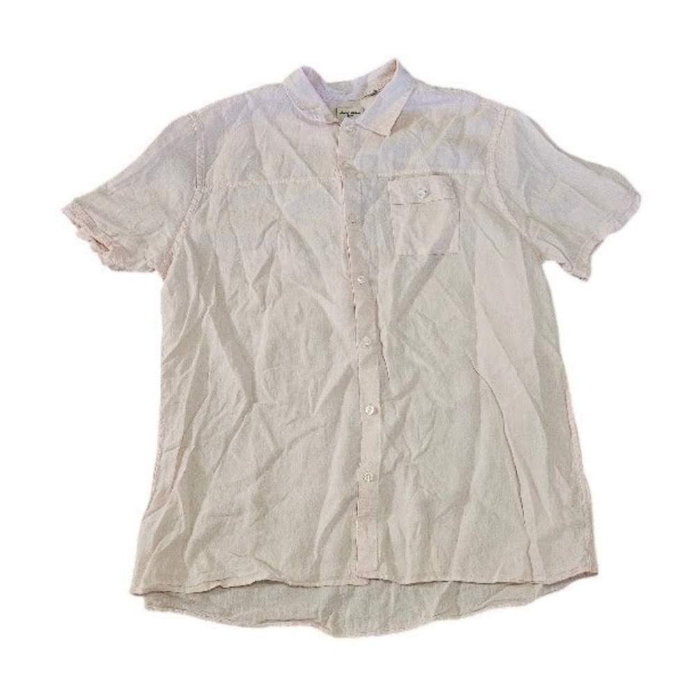 Murano Baird McNutt Irish Linen Shirt Mens Large Pink Button Up Short Sleeve